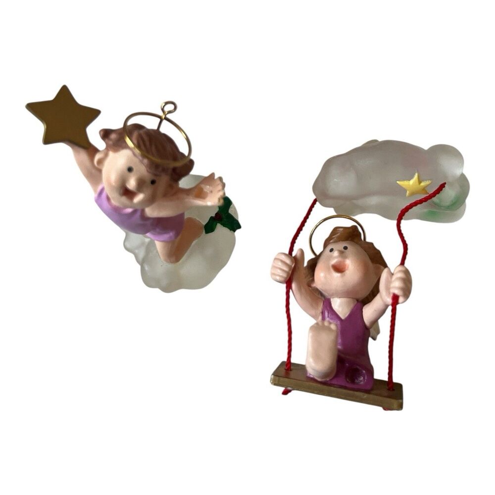 Vintage Hallmark Angel Ornaments Artists' Favorites Donna Lee Handcrafted 1980s
